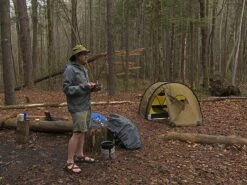 Hilleberg Nammatj 3 -Mountain Hardwear Shop Nammatj 3 rainy breakfast at Cane Creek campsite