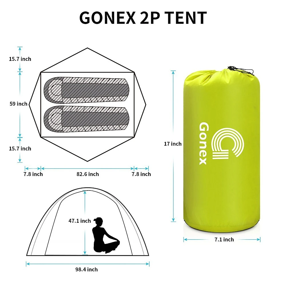 Gonex Waterproof Camping Tent 2 Person For Winter 4 Gonex Waterproof Camping Tent 2 Person For Winter - Image 2